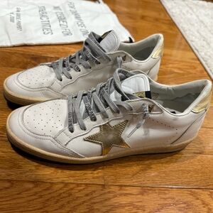 Golden Goose White and Gold Sneakers
